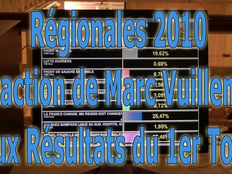 Réaction de Marc Vuillemot - 1er Tour Régionales 2010
