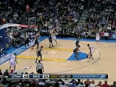 Kevin Durant knocks down a long jumper over C.J. Miles.