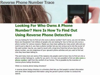 Reverse Phone Detective Scam