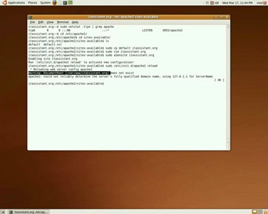 configurare apache2 linux