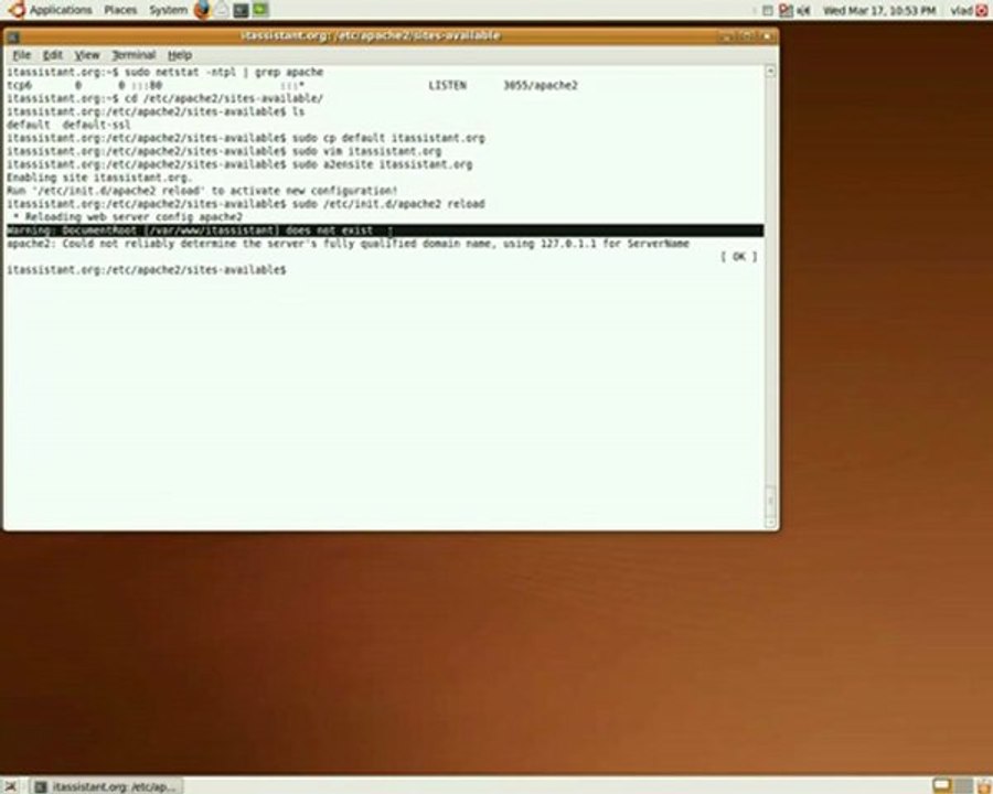configure apache2 linux