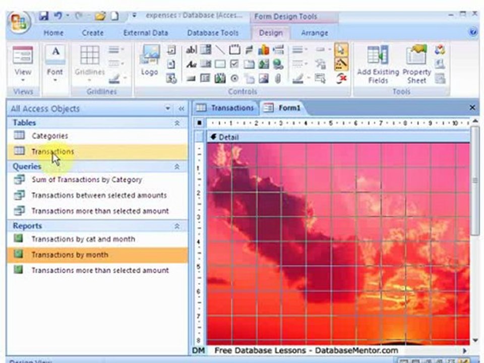 Form In Msaccess - Free Tutorials - Expenses Example Part 6