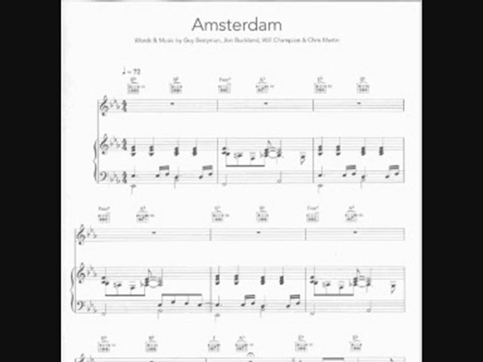 Coldplay - Amsterdam (piano sheetmusic)