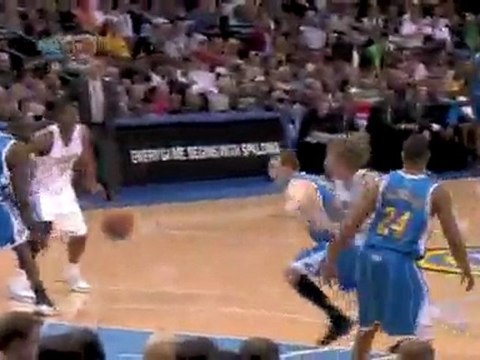 Nenê throws a pretty backdoor pass to Chris Andersen for the