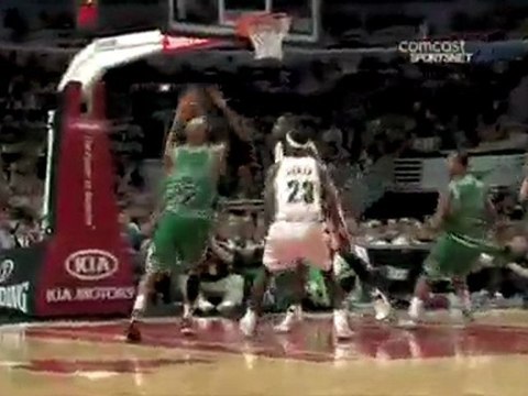 LeBron James gets a block from behind on the layup attempt.