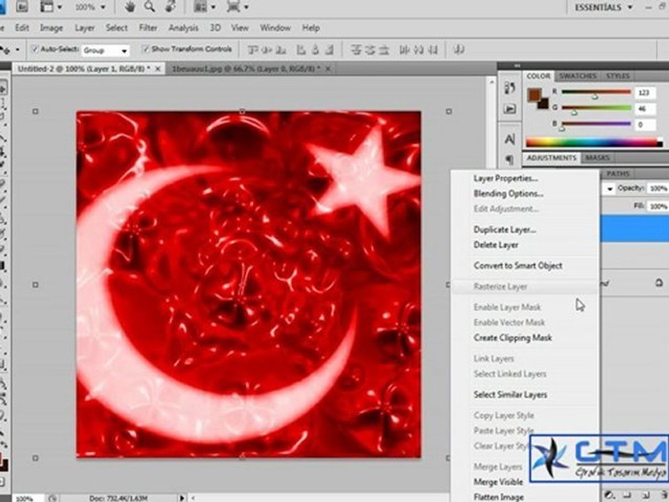 photoshop'da yazıya maske yapmak