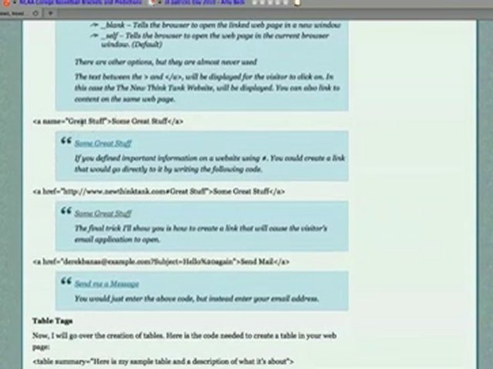 HTML W3C Tutorial Pt2