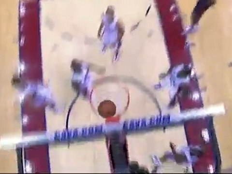 LeBron James backs down his defender, gets fouled and sinks