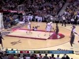 Antawn Jamison takes the pass and finishes with a slam