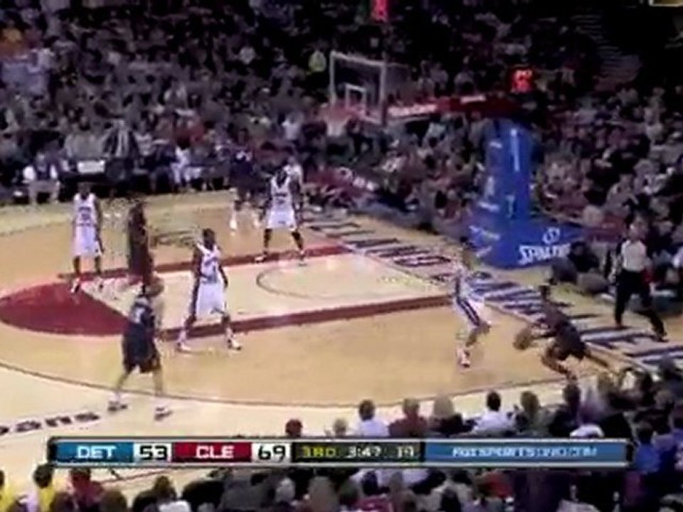 LeBron James blocks the shot, and Anthony Parker knocks down