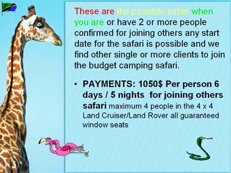 TANZANIA BUDGET CAMPING SAFARI JOINING OTHERS 6 DAY ...