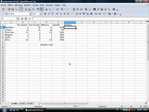 Tableur 1.6 Les formules de calculs simples