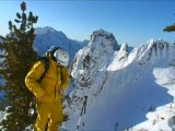 Erik Roner ski BASE jumps a crazy large cliff