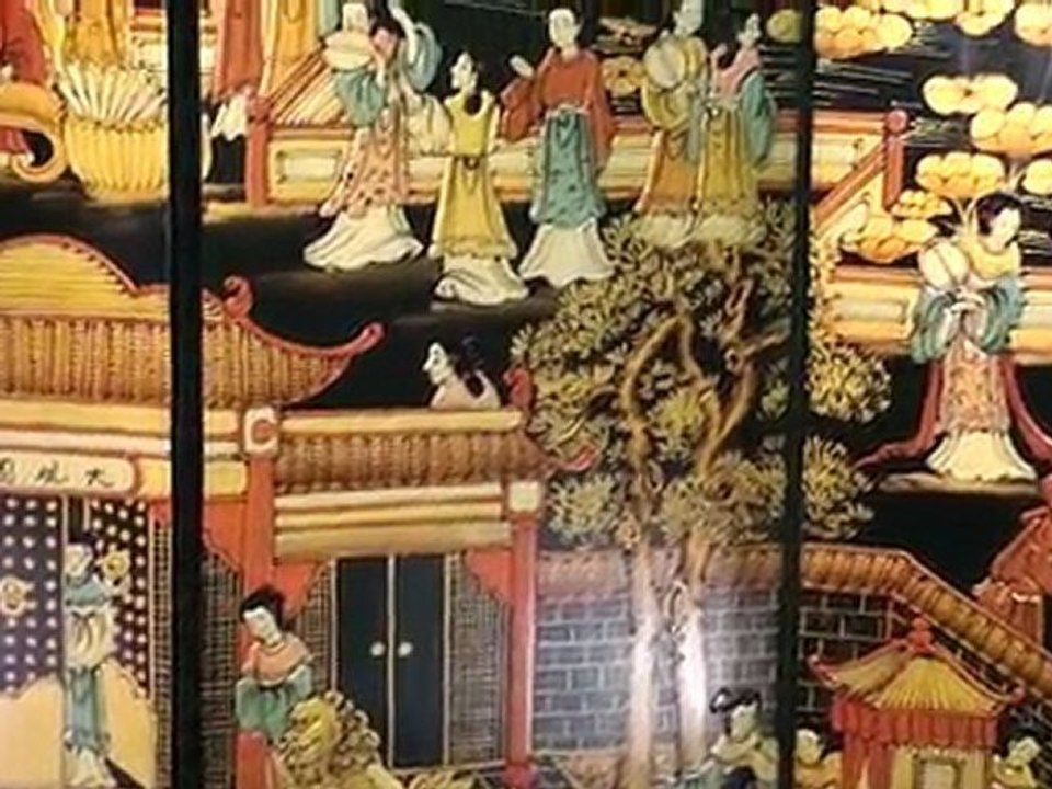 Paravent rond - Village chinois - 4 modules