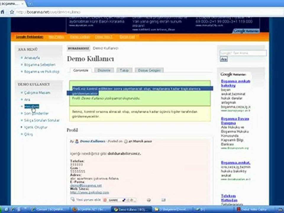 Profil Bilgilerinin oluşturulması ve Profil Resmi Yükleme