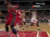 Derrick Rose takes the pass and finishes with a huge slam.