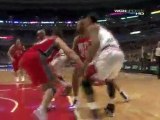 Taj Gibson takes the pass and finishes with a powerfu