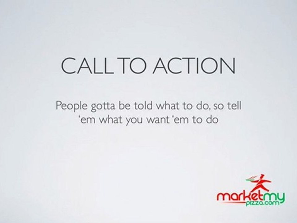 Pizza Online Marketing Tips - Call to Action