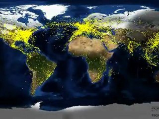 Worldwide air traffic in 24 hours
