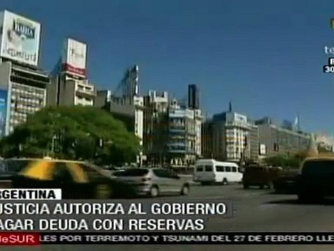 Justicia argentina autoriza a gobierno pagar deuda con reser
