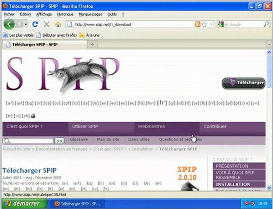 Téléchargement de spip sur spip.net