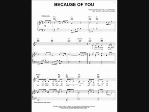 Kelly Clarkson - Because Of You (piano sheet music)
