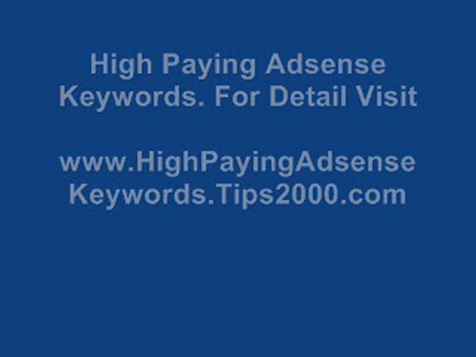 High Paying Adsense Keywords