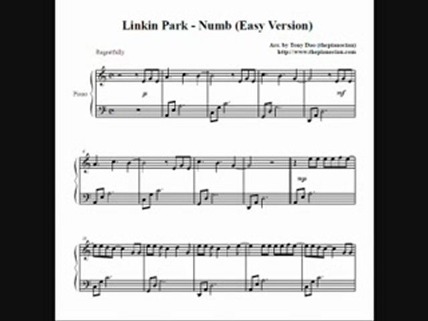 Linkin Park Numb Piano Sheet Music Video Dailymotion