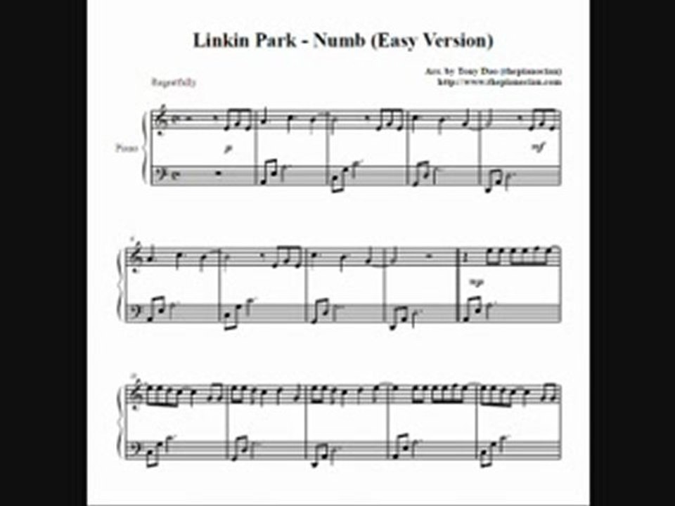Linkin Park - Numb (piano sheet music)