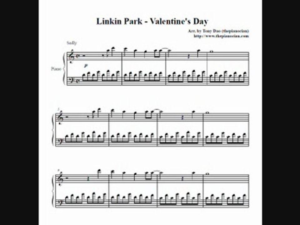 Linkin Park - Valentine's Day (piano sheet music)
