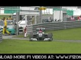 Malaysia Schumacher retires with a wheel problem