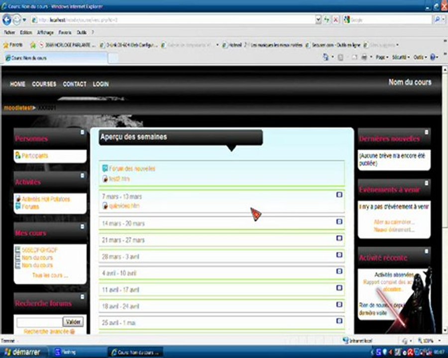 MOODLE web site learning