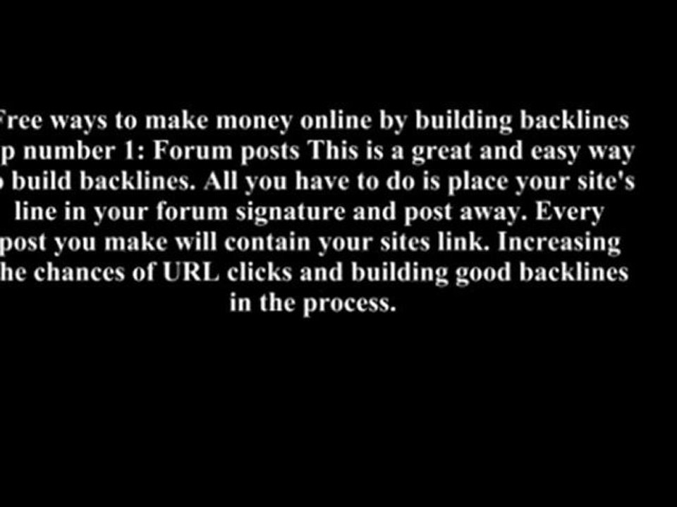 Free Ways to Make Money Online: Building Backlines