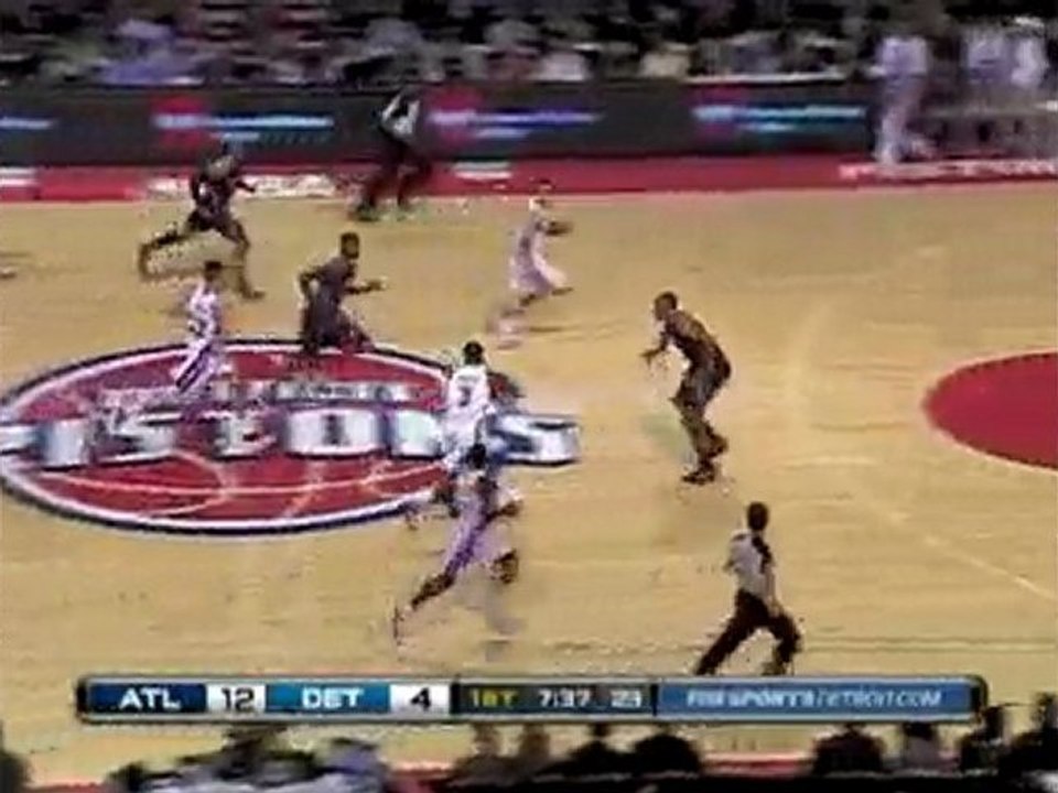 Austin Daye receives the ball on the break and finishes with