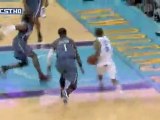 Marcus Thornton drives hard to the basket and throws down a