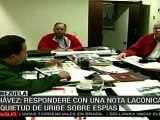 Hugo Chávez: Responderemos lacónicamente a Uribe sobre pre