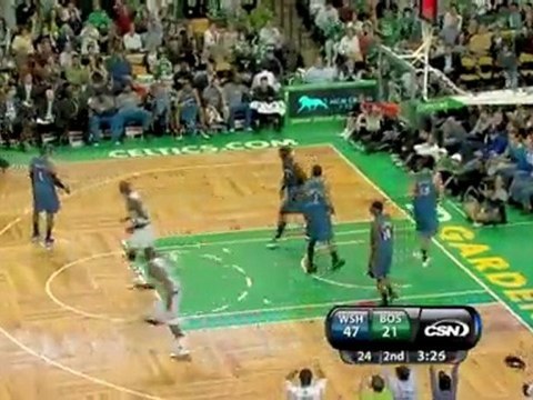 Some how Kendrick Perkins tips a Ray Allen miss and get it t