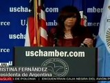 Cristina Fernández destacó logros económicos ante la Cám
