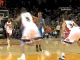 Kevin Durant takes the pass and finishes with a powerful sla