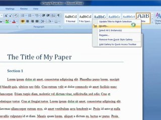 Using styles in Word 2007