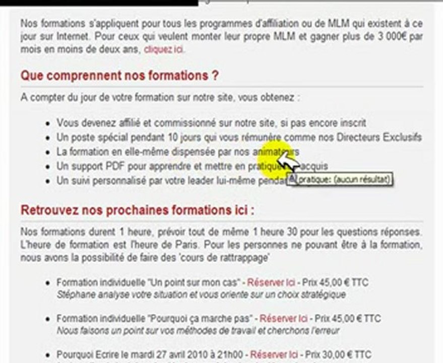 Formations pour apprendre l'affiliation