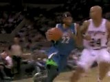 Corey Brewer steals the pass and takes it all the way in for