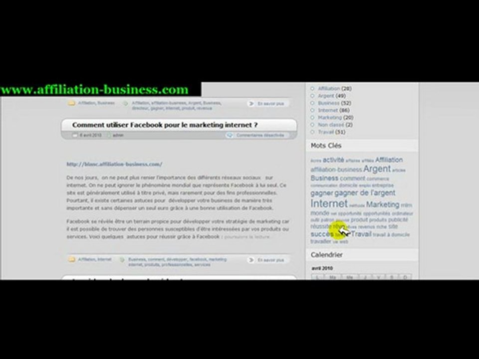 Publicité 1 euro par semaine avec affiliation-business.com