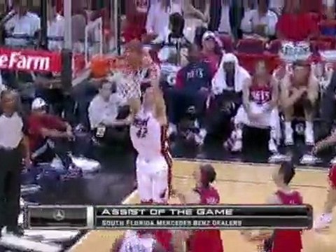 Dorell Wright tosses the pretty pass down low to Shavlik Ran