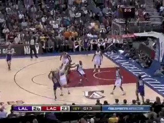Shannon Brown uses the pick set by Didier Ilunga-Mbenga and
