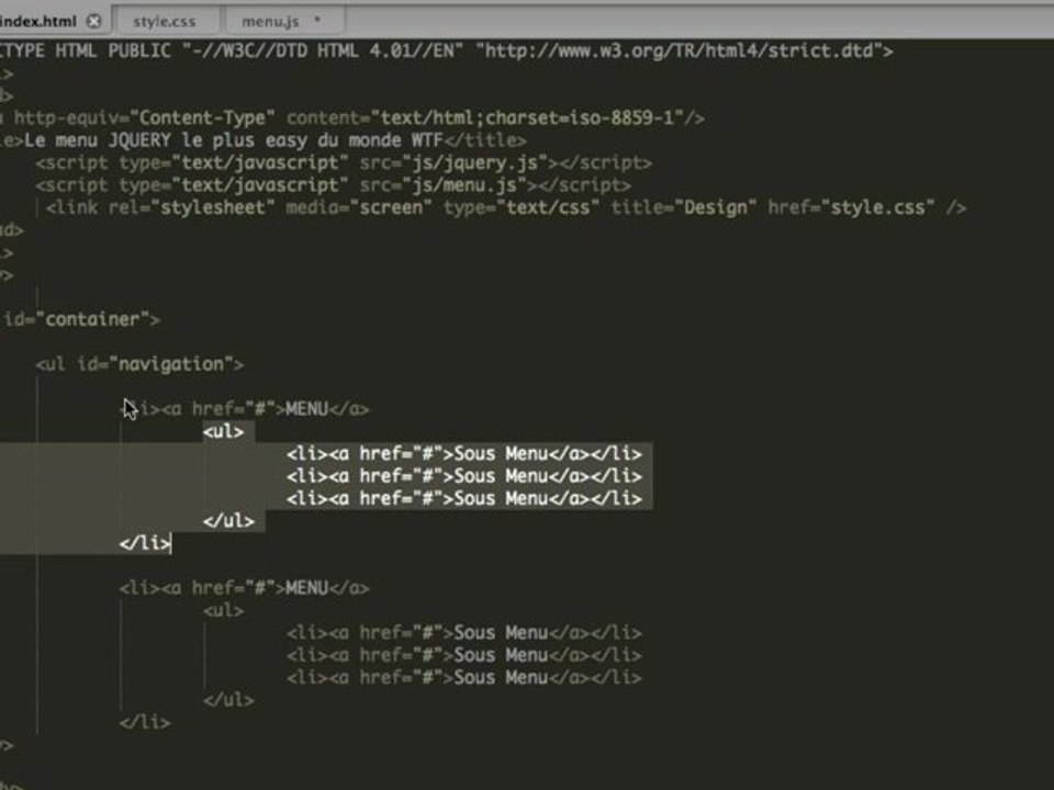 Tutoriel : Menu Ultra simple en Jquery.