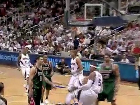 Joe Johnson throws a wonderful pass to Josh Smith, who finis