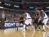 Tim Duncan takes the pass and finishes with a powerful slam