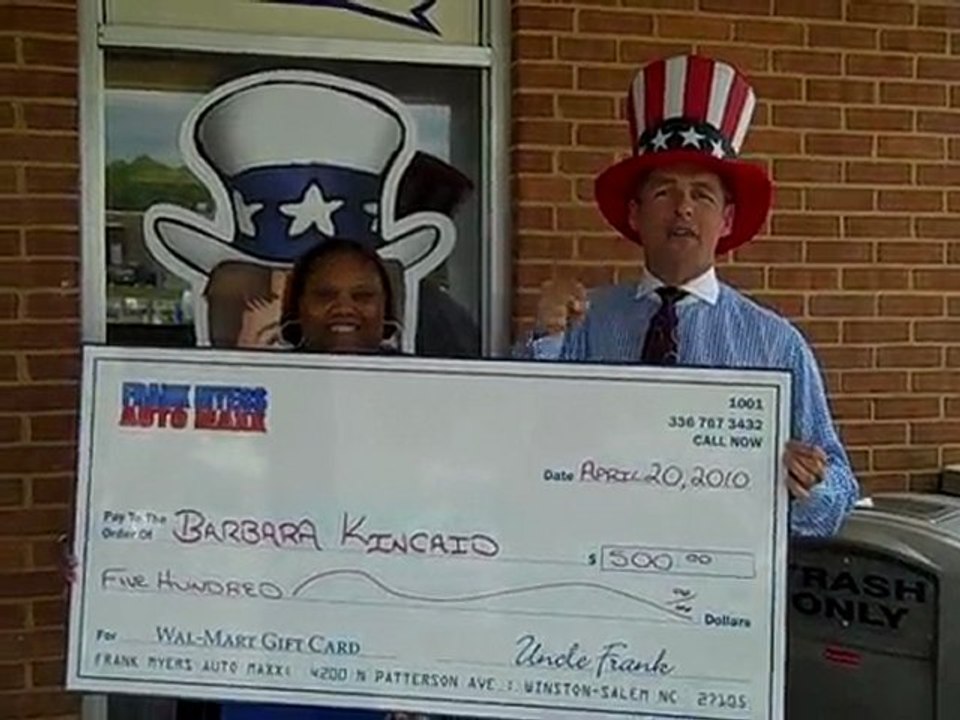 ANOTHER $500 Winner At Frank Myers Auto in Winston-Salem, NC