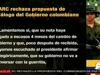 FARC rechaza propuesta de diálogo de gobierno colombiano